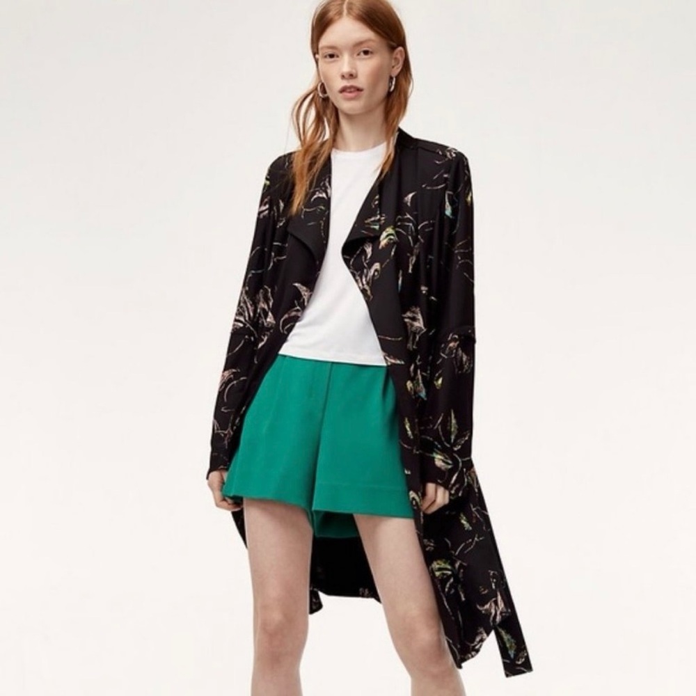 Aritzia Babaton Quincey Floral Flowy Trench Coat